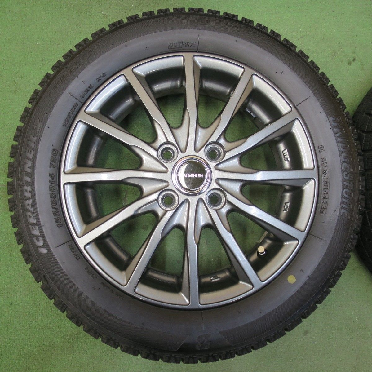  バリ溝 23年 キレイ 9分 スタッドレス 155 65 R 14 ブリヂストン アイスパートナー2 バルミナ 14インチ PCD 100 4 H 5112905イス 14インチ タイヤ ホイールセット