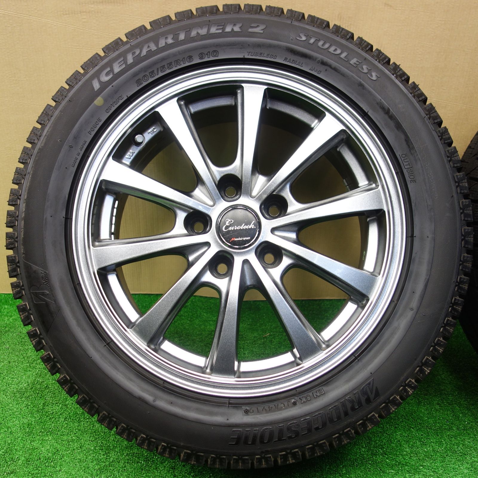 キレイ スタッドレス 205 55 R 16 ブリヂストン アイスパートナー2 Eurotech MANARAY SPORT ユーロテック マナレイ 16インチ PCD 114 3 5 H ス