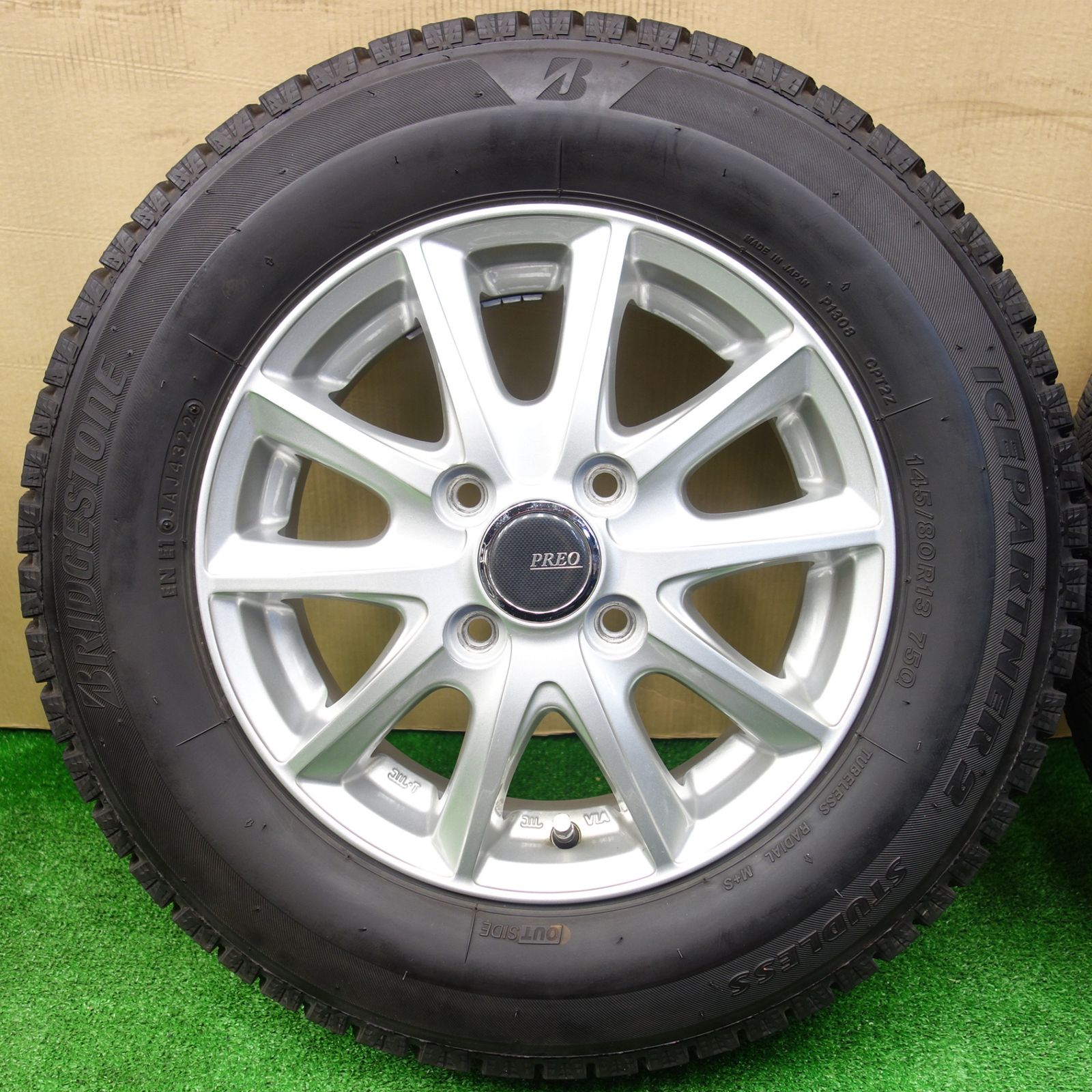 バリ溝 22年 キレイ 8 5分 スタッドレス 145 80 R 13 ブリヂストン アイスパートナー2 PREO LANX L 5 プレオ 13インチ PCD 100 4 H ス