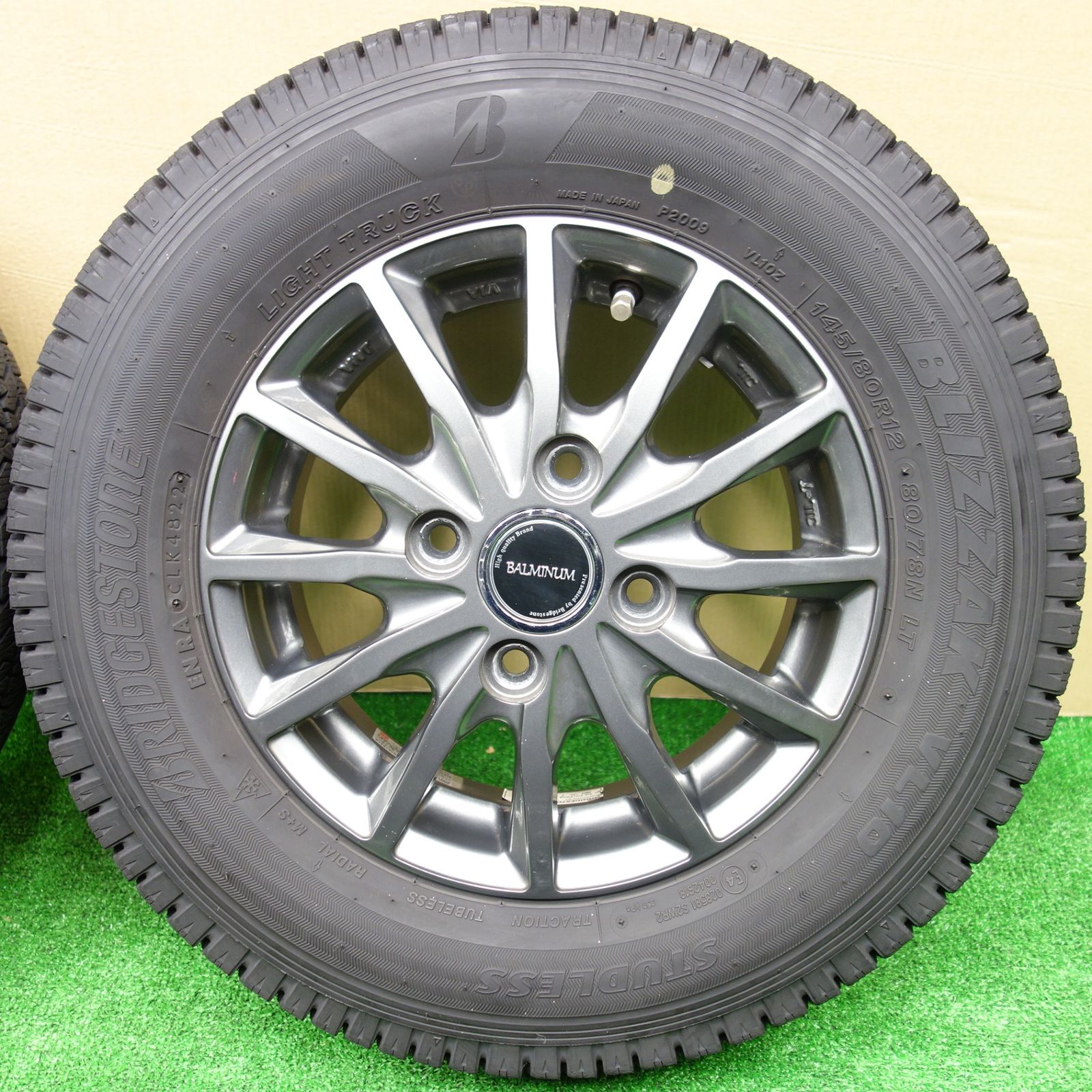  バリ溝 22年 キレイ 9 5分 スタッドレス 145 80 R 12 78 N ブリヂストン ブリザック VL 10 バルミナ AR 12インチ PCD 100 4 H ス 12インチ以下 タイヤ ホイールセット