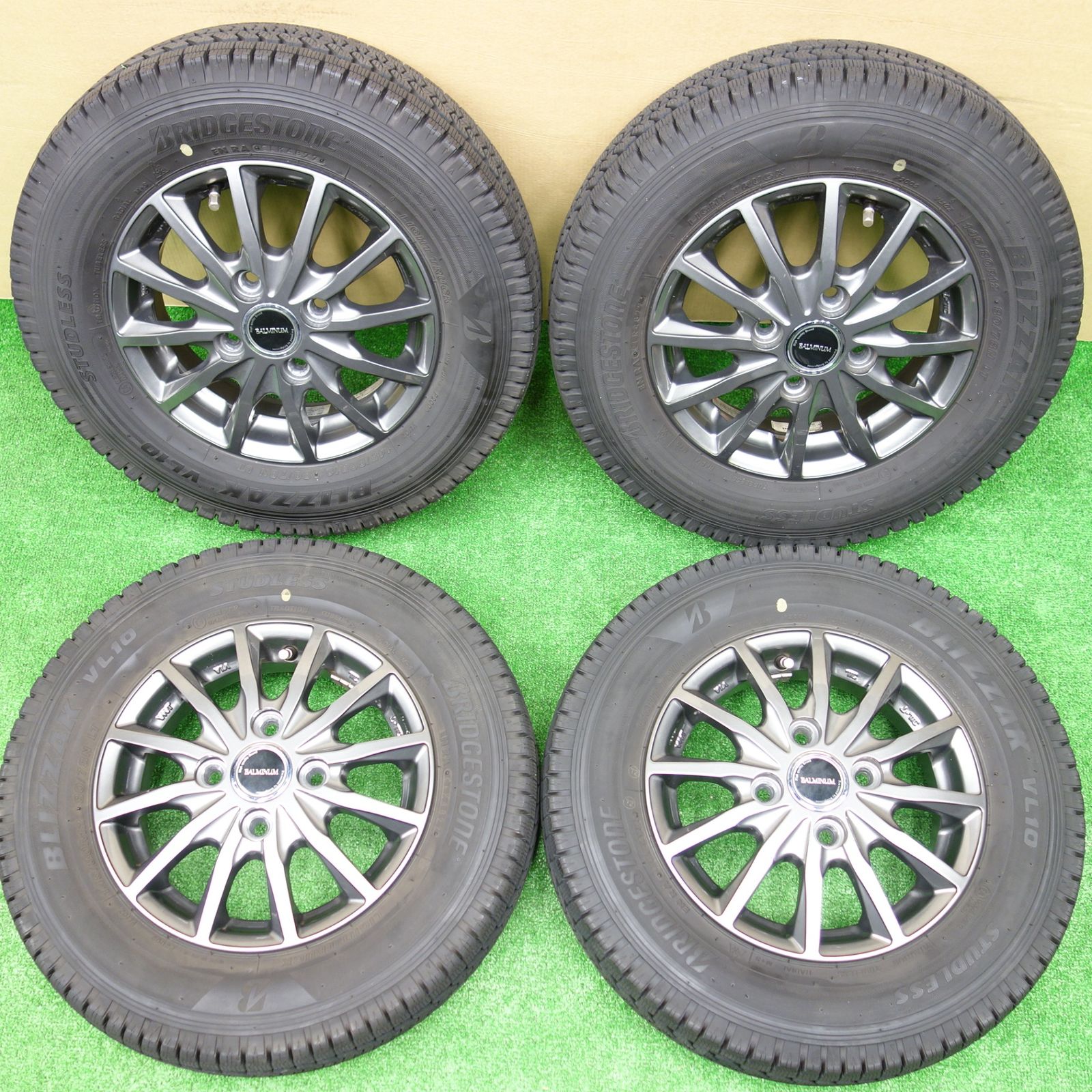 バリ溝 22年 キレイ 9 5分 スタッドレス 145 80 R 12 78 N ブリヂストン ブリザック VL 10 バルミナ AR 12インチ PCD 100 4 H ス