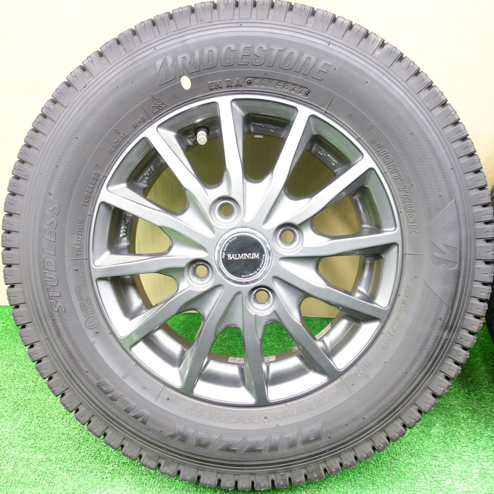 バリ溝 22年 キレイ 9 5分 スタッドレス 145 80 R 12 78 N ブリヂストン ブリザック VL 10 バルミナ AR 12インチ PCD 100 4 H ス