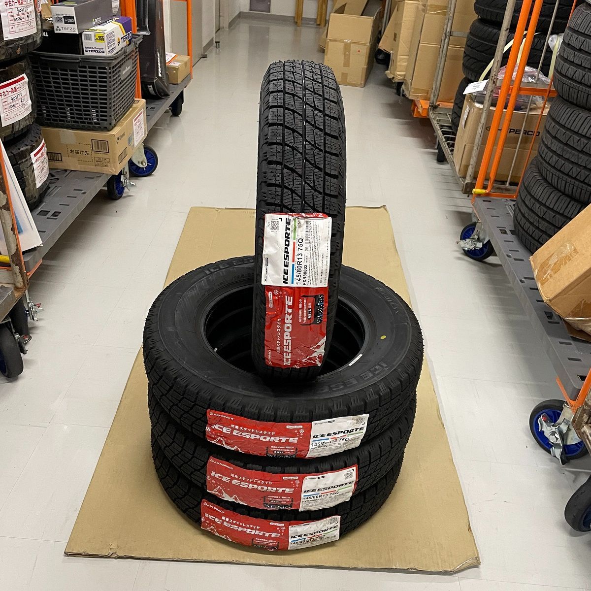 145 80 R 13 75 Q スタッドレスタイヤ 2025 23年製造 アイスエスポルテ オートバックス 国産タイヤ タイヤ4本セット