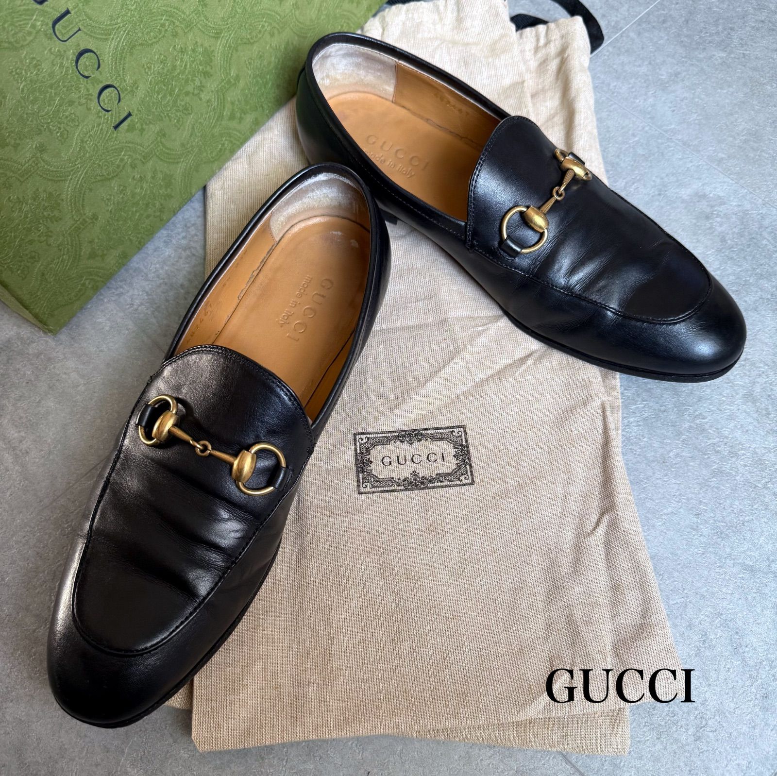 美品 GUCCI ホースビットローファー ヨルダーン 黒 金 35 1/2 GUCCI グッチ ヨルダーン ホースビットローファー ブラック ゴールド