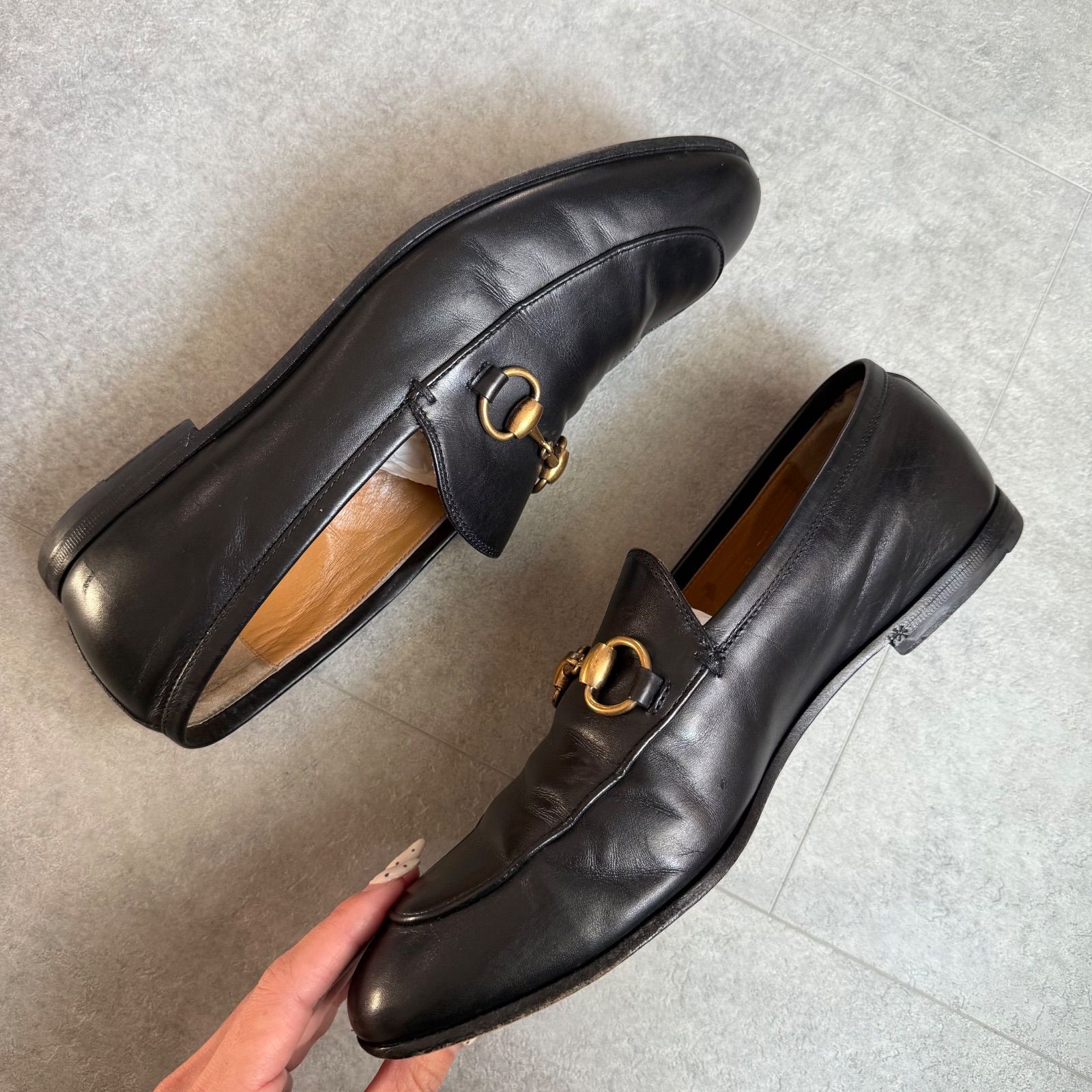 GUCCI グッチ ヨルダーン ホースビットローファー ブラック ゴールド