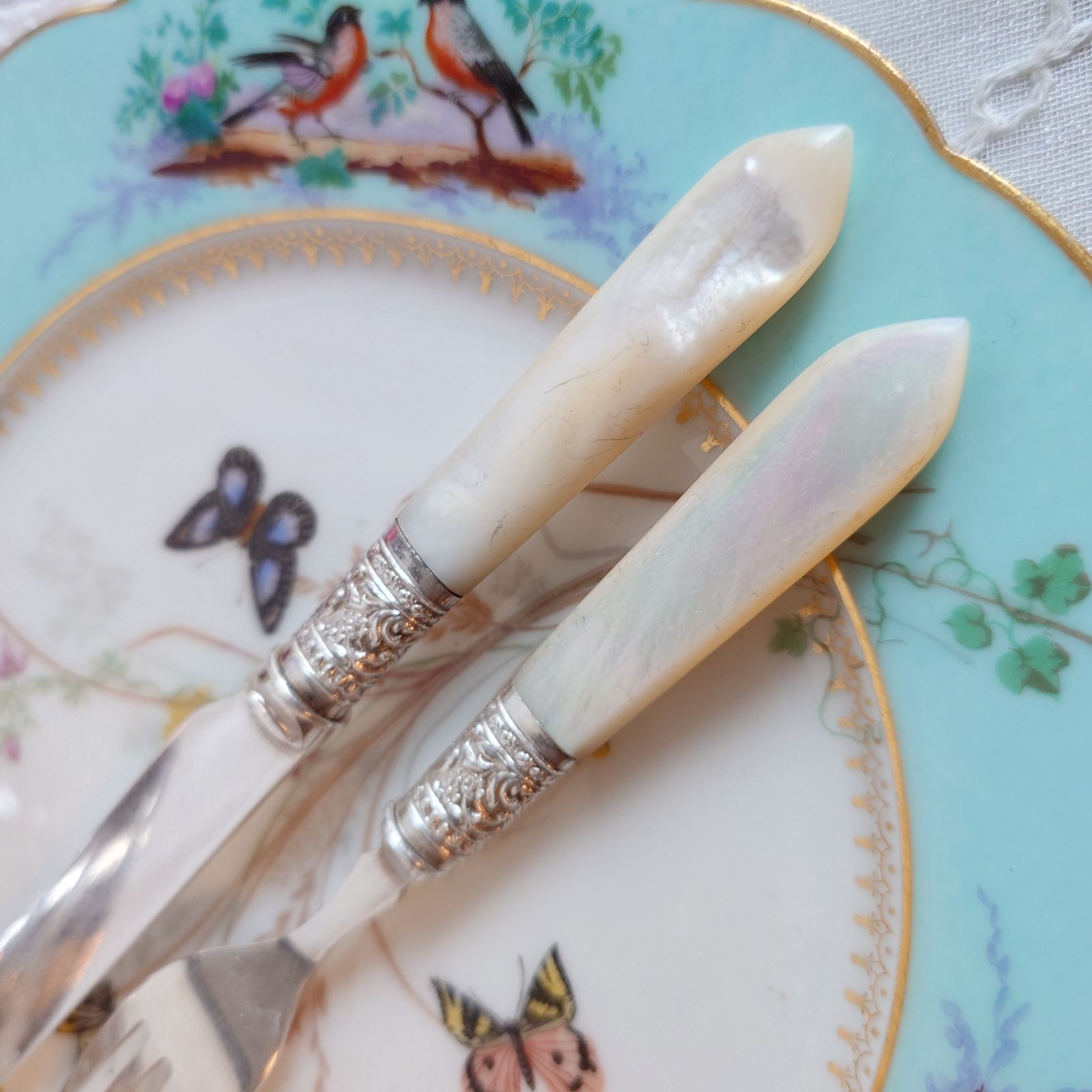 番号A 白蝶貝 イギリス アンティーク シルバーカトラリー デザート