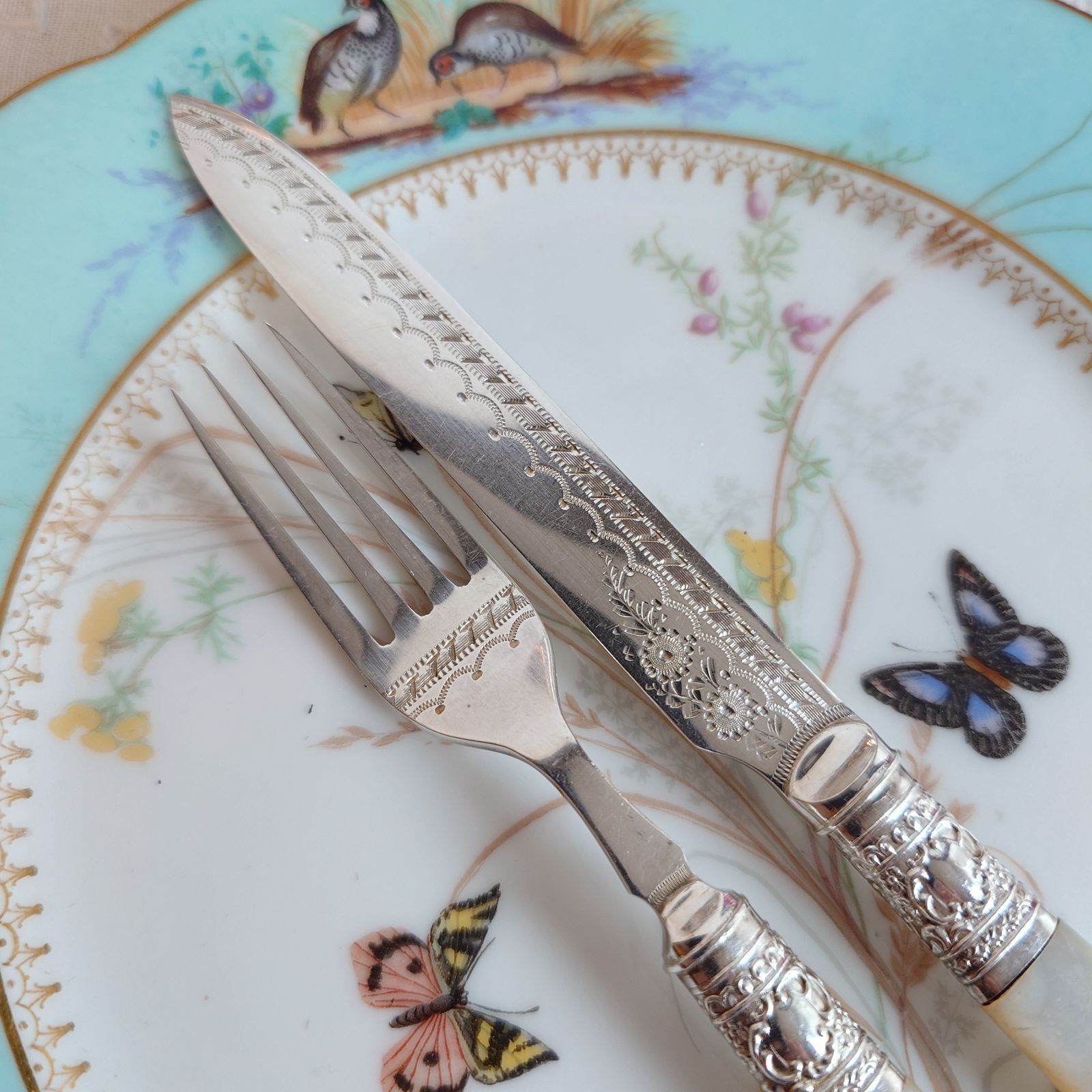 番号A 白蝶貝 イギリス アンティーク シルバーカトラリー デザート 番号A 白蝶貝 イギリス アンティーク シルバーカトラリー デザート