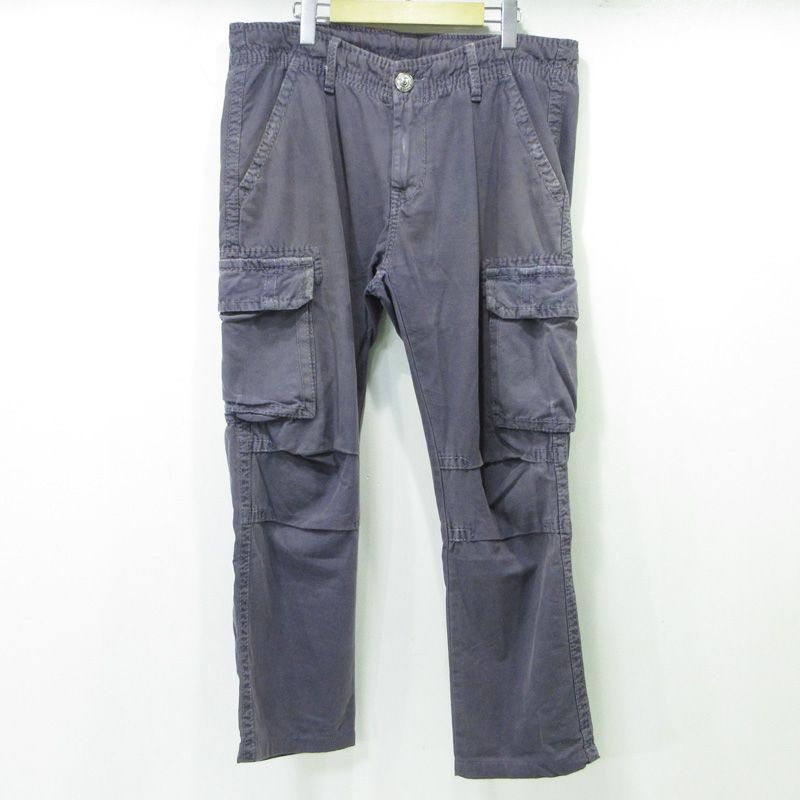 TRUE トゥルーレリジョン 加工カーゴパンツ ダメージ加工 グレー ブルーグレー サイズ 34 107