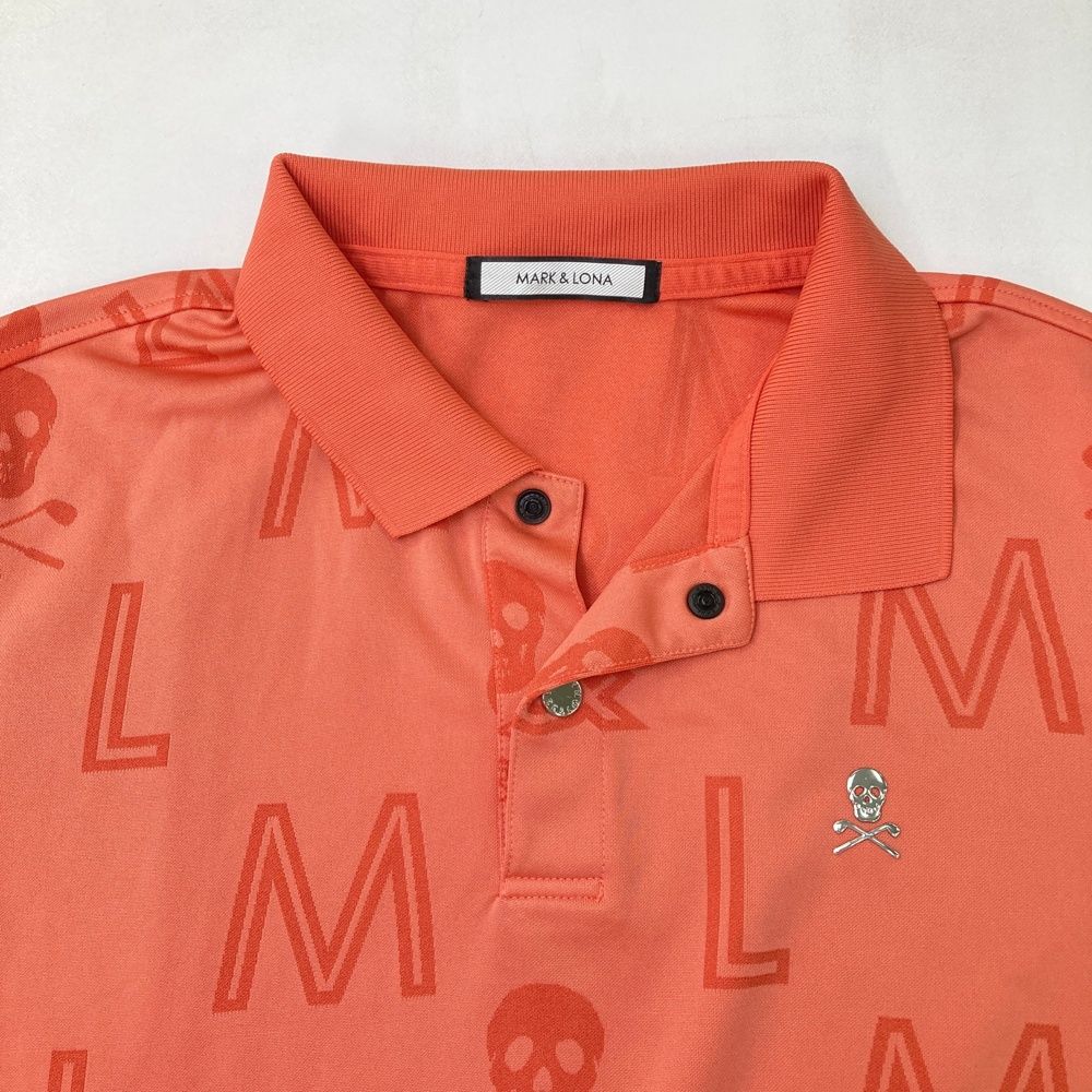サイズ：46 MARK&LONA マークアンドロナ 半袖ポロシャツ 総柄 オレンジ