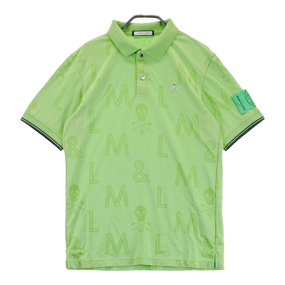 サイズ 46 MARK-LONA マークアンドロナ 半袖ポロシャツ 総柄 グリーン系 ゴルフウェア メンズ ストスト
