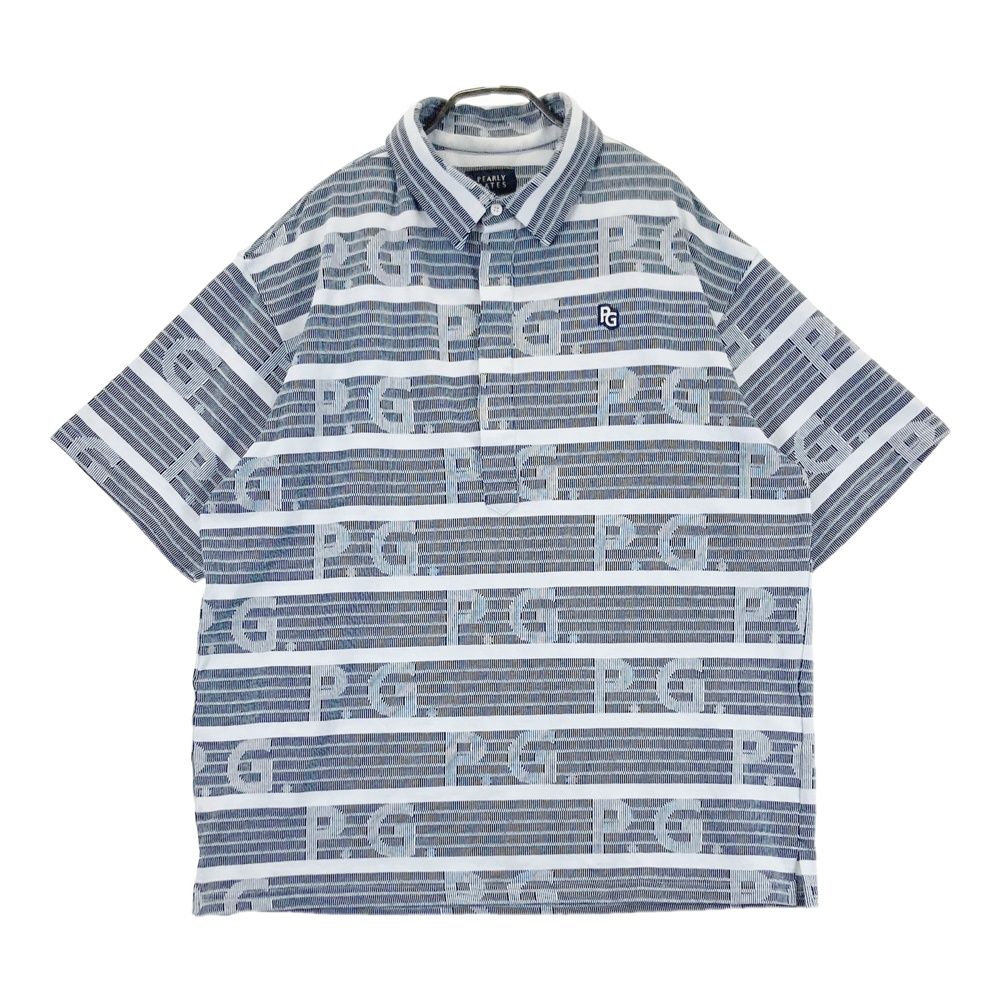 サイズ 6 PEARLY GATES パーリーゲイツ モデル 半袖ポロシャツ ロゴ柄 ネイビー系 ゴルフウェア メンズ ストスト