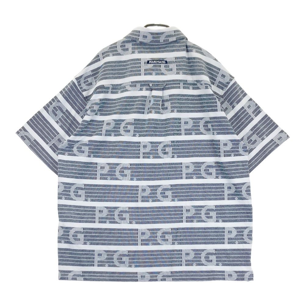 サイズ 6 PEARLY GATES パーリーゲイツ モデル 半袖ポロシャツ ロゴ柄 ネイビー系 ゴルフウェア メンズ ストスト
