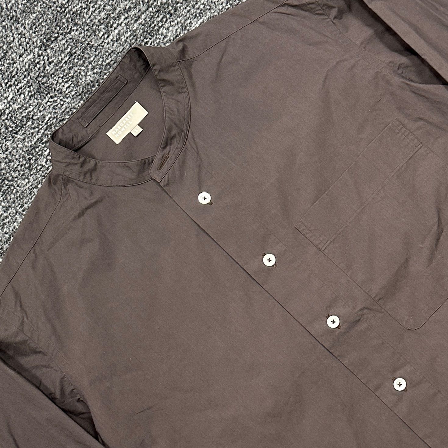 美品 MARGARET HOWELL スタンドカラーシャツ S マーガレットハウエル