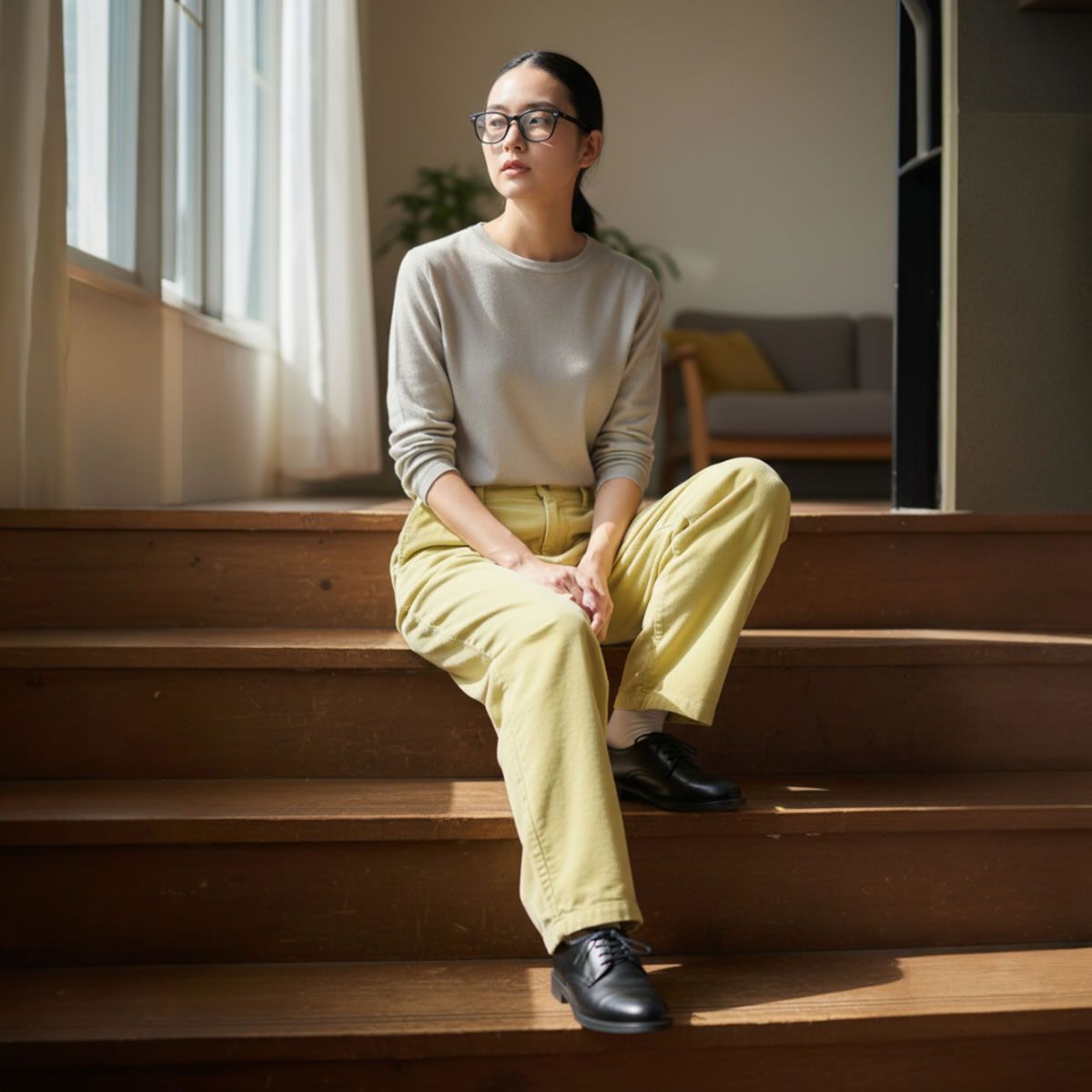 JOHNBULL ジョンブル 裏起毛 コーデュロイ タックテーパードパンツ