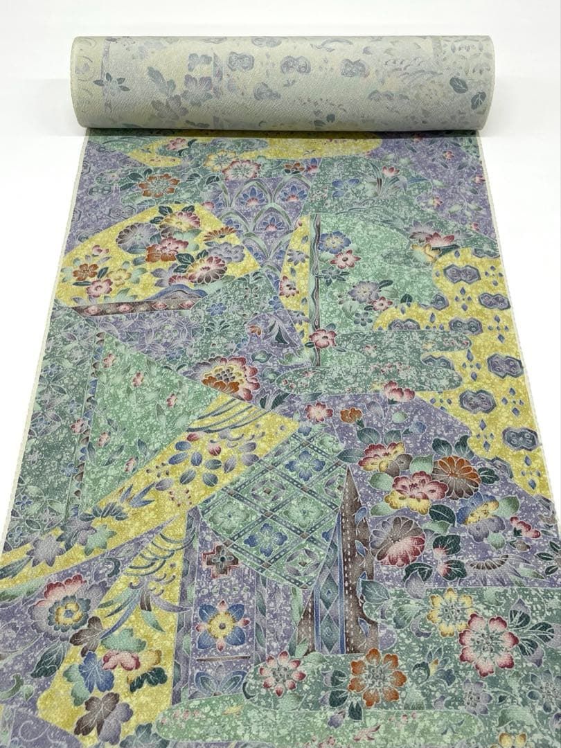 小紋 京友禅 寄せ柄 通産大臣指定伝統的 正絹 反物 T 9152