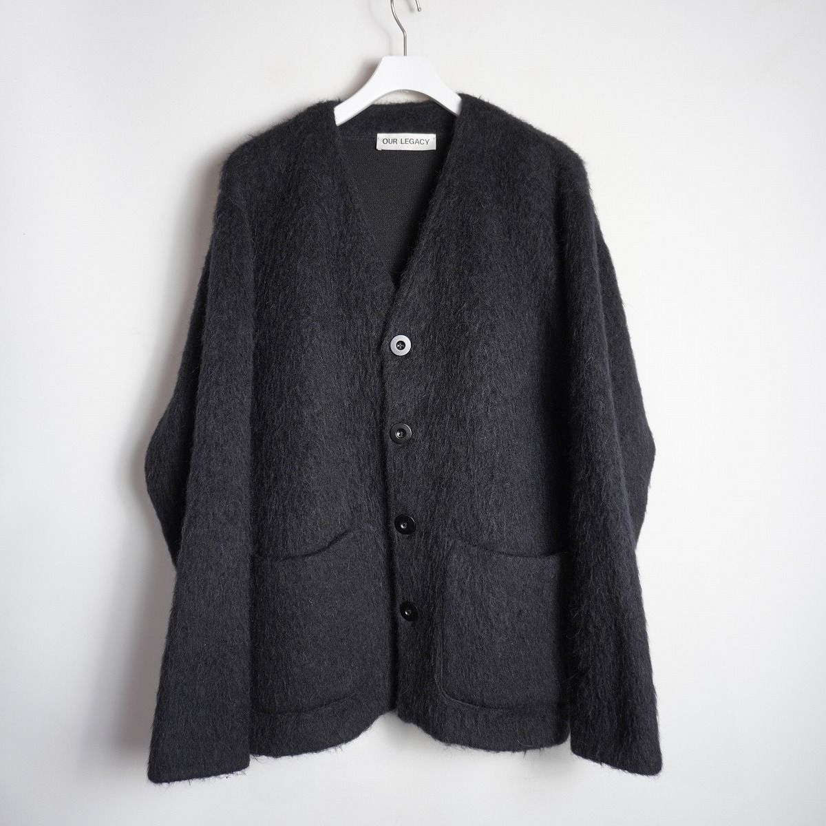 【美品】OUR LEGACY モヘアカーディガン 黒 48 美品 正規 OUR LEGACY アワーレガシー MOHAIR CARDIGAN モヘア ニット