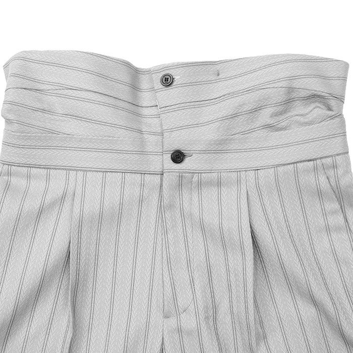 Dior ディオール ハーフパンツ ロゴ ハイウエスト クロップド 1タック ワイドシルエット ヘリンボーン ピンストライプ ウール ボトムス ボタン付属 メンズ サイズ 46 ライトグレー 灰色 イタリア製