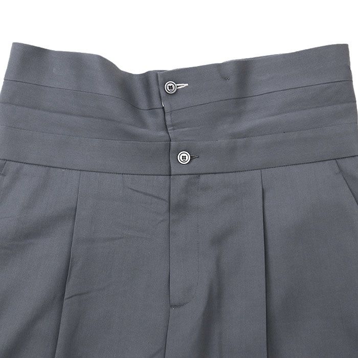 Dior ディオール ハーフパンツ ハイウエスト ロゴ ボタン クロップド 1タック ワイドシルエット ショート ウール ボトムス ボタン付属 メンズ サイズ 50 グレー 灰色 イタリア製