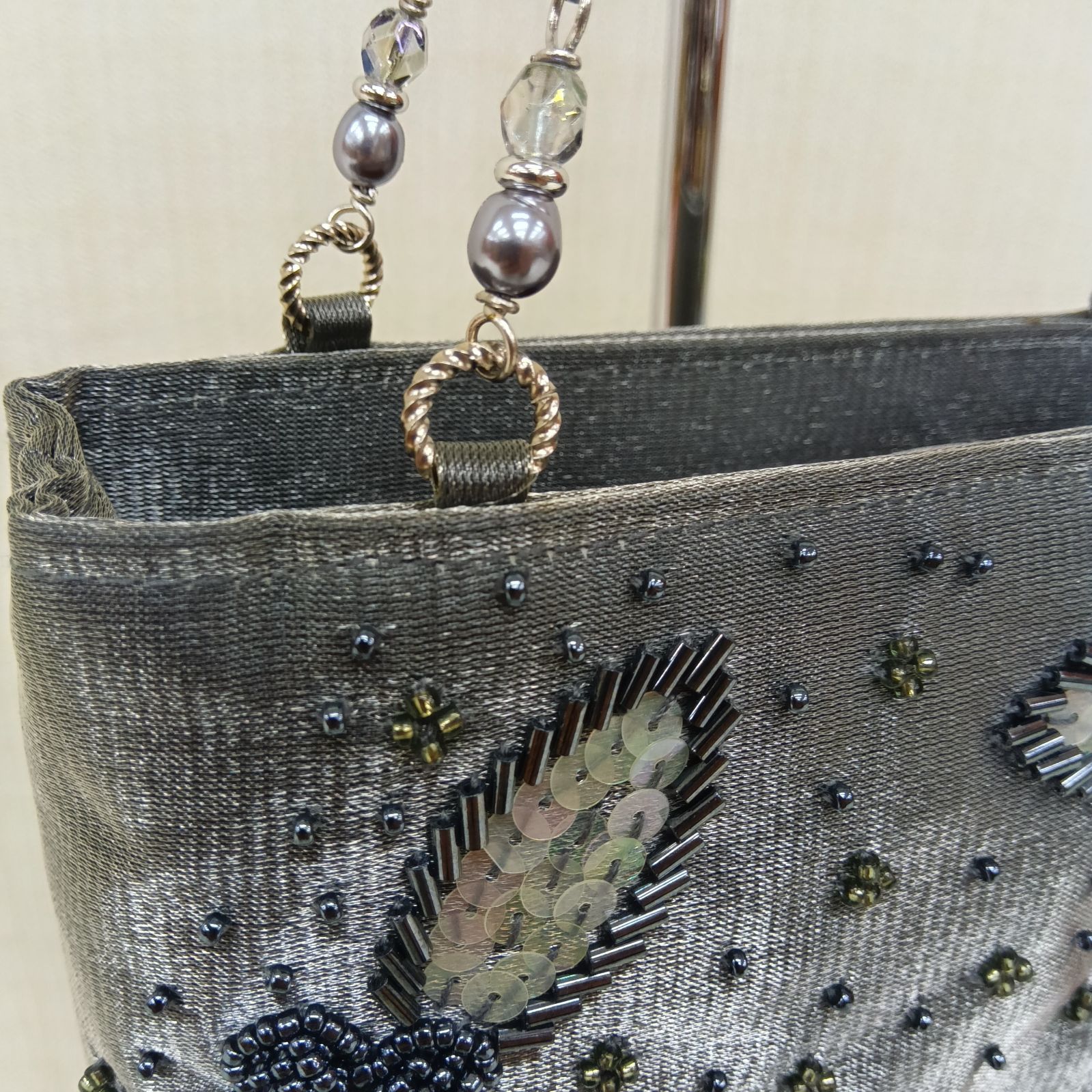 美品💛昭和レトロ 🔷 ビーズ刺繍&スパンコール ミニバッグ 🔴 豪華