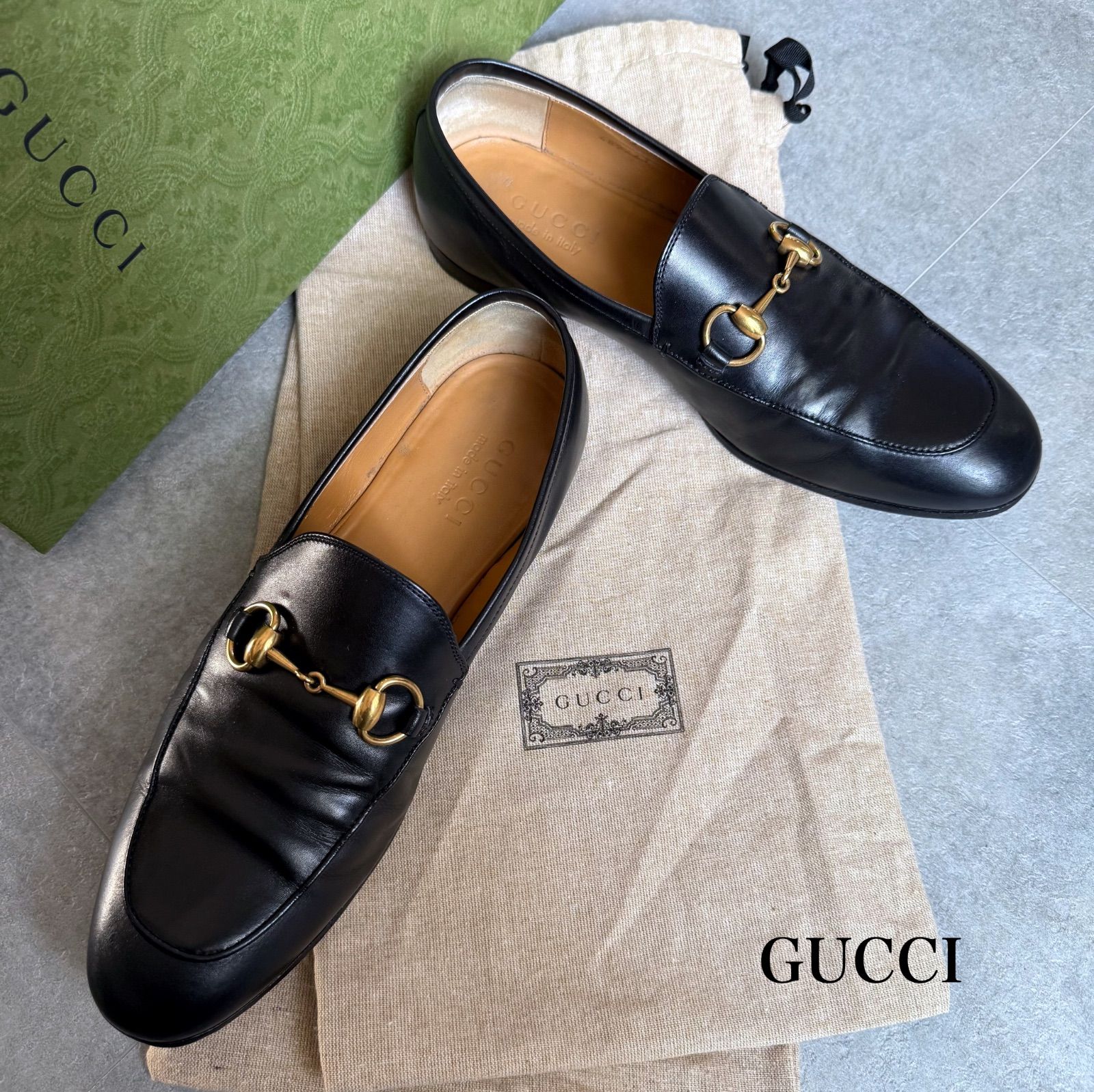 GUCCI グッチ ヨルダーン ホースビットローファー ブラック ゴールド