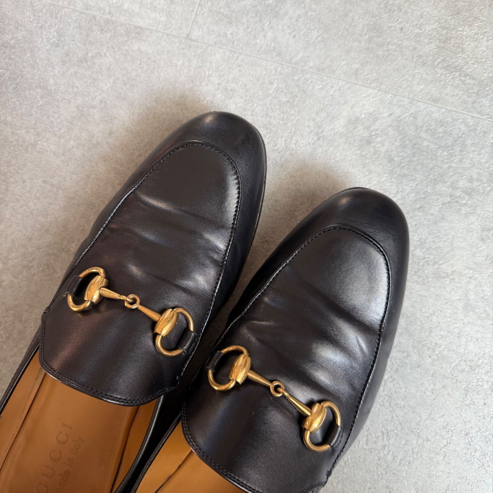 GUCCI グッチ ヨルダーン ホースビットローファー ブラック ゴールド 