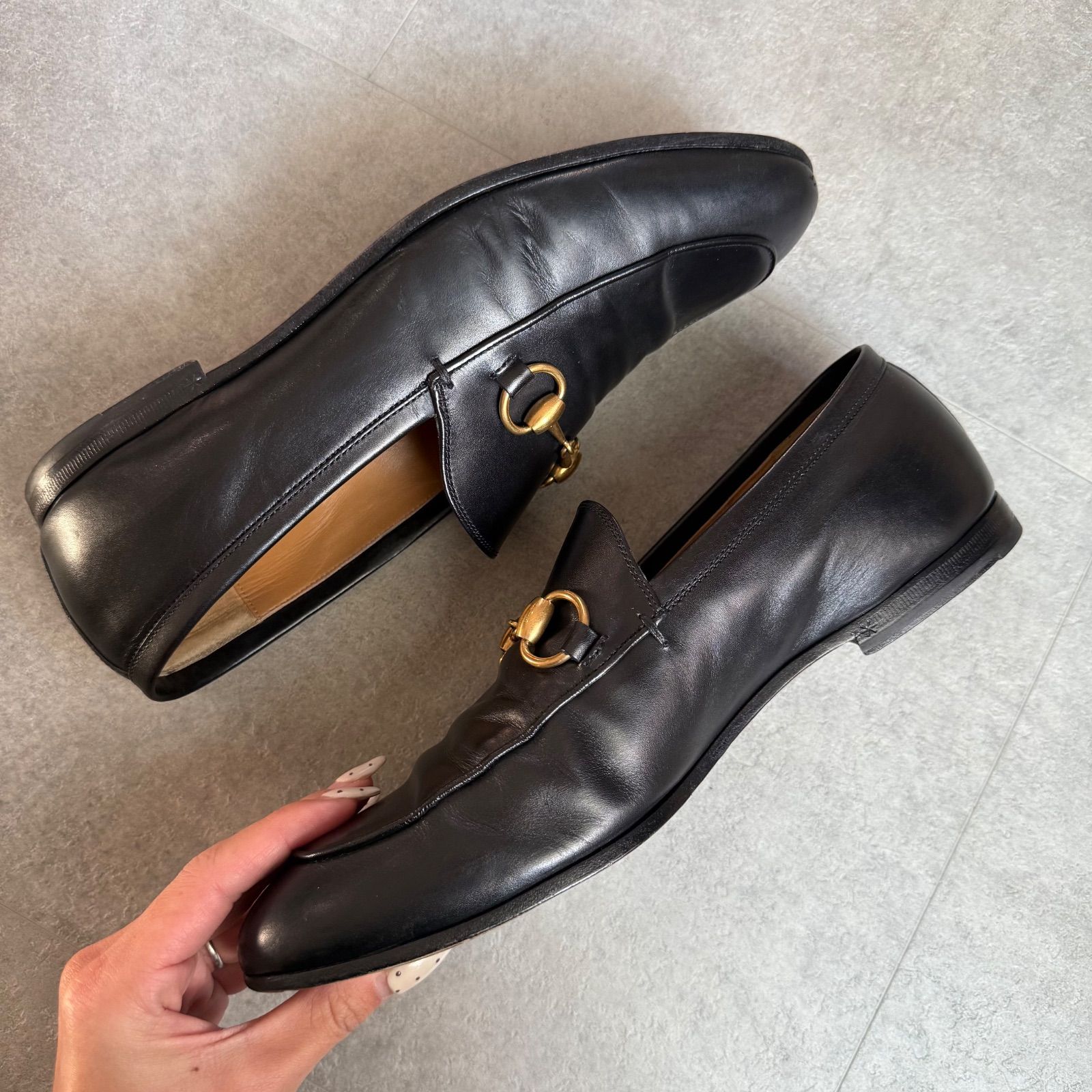 GUCCI グッチ ヨルダーン ホースビットローファー ブラック ゴールド 