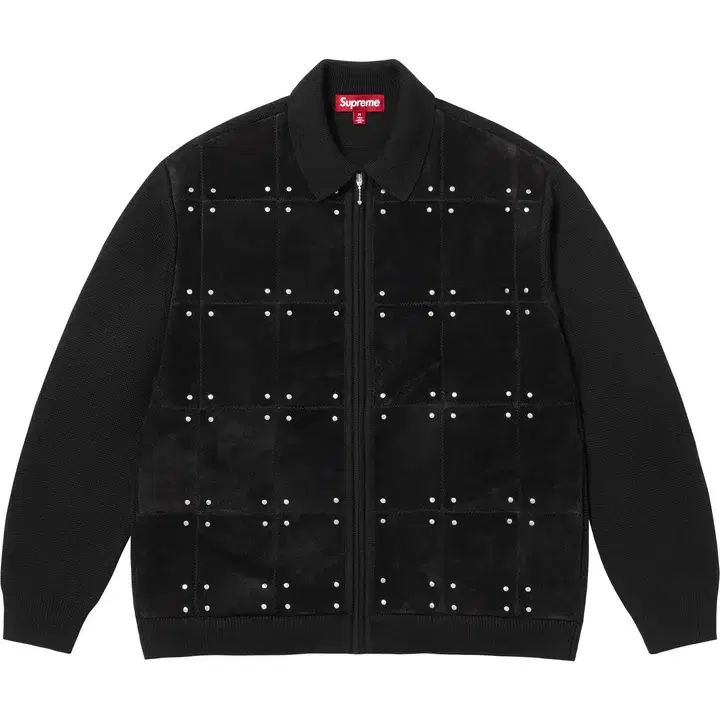 FW 24 シュプリーム Studded Suede Zip Up Cardigan