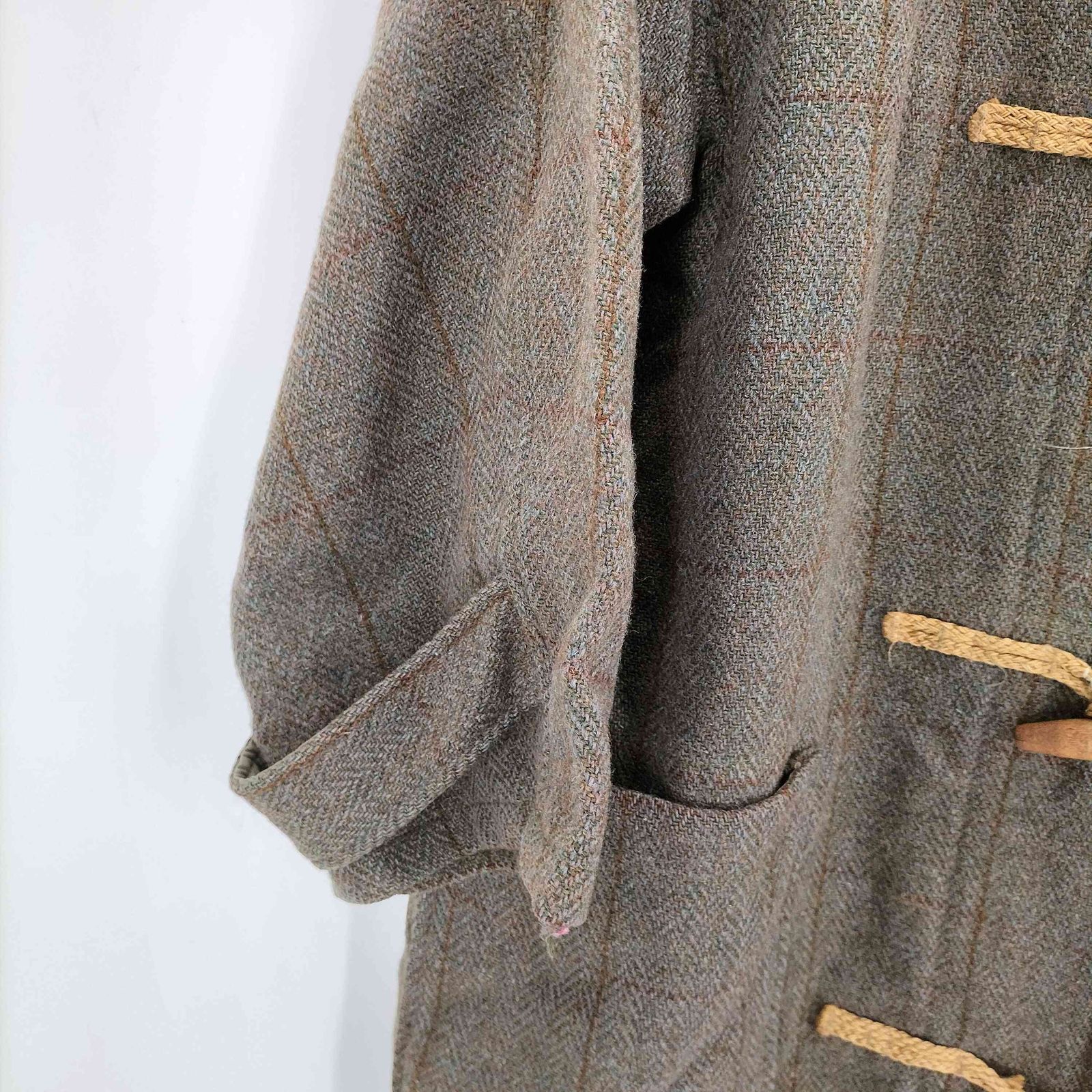 Polo by RALPH LAUREN(ポロバイラルフローレン) 90S ペンシルチェック ウール ダッフルコート メンズ import：M 【中古】【ブランド古着バズストア】 ポロバイラルフローレン Polo by RALPH LAUREN 90S ペンシルチェック