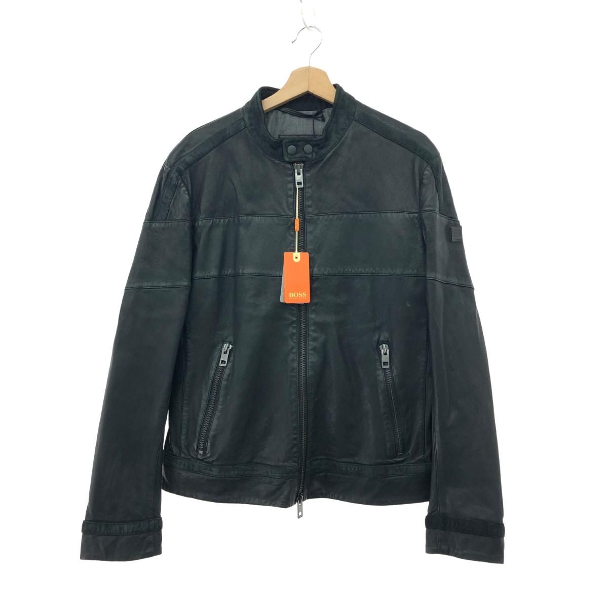 HUGO BOSS ヒューゴボス シングルレザージャケット サイズ:50 ブラック 