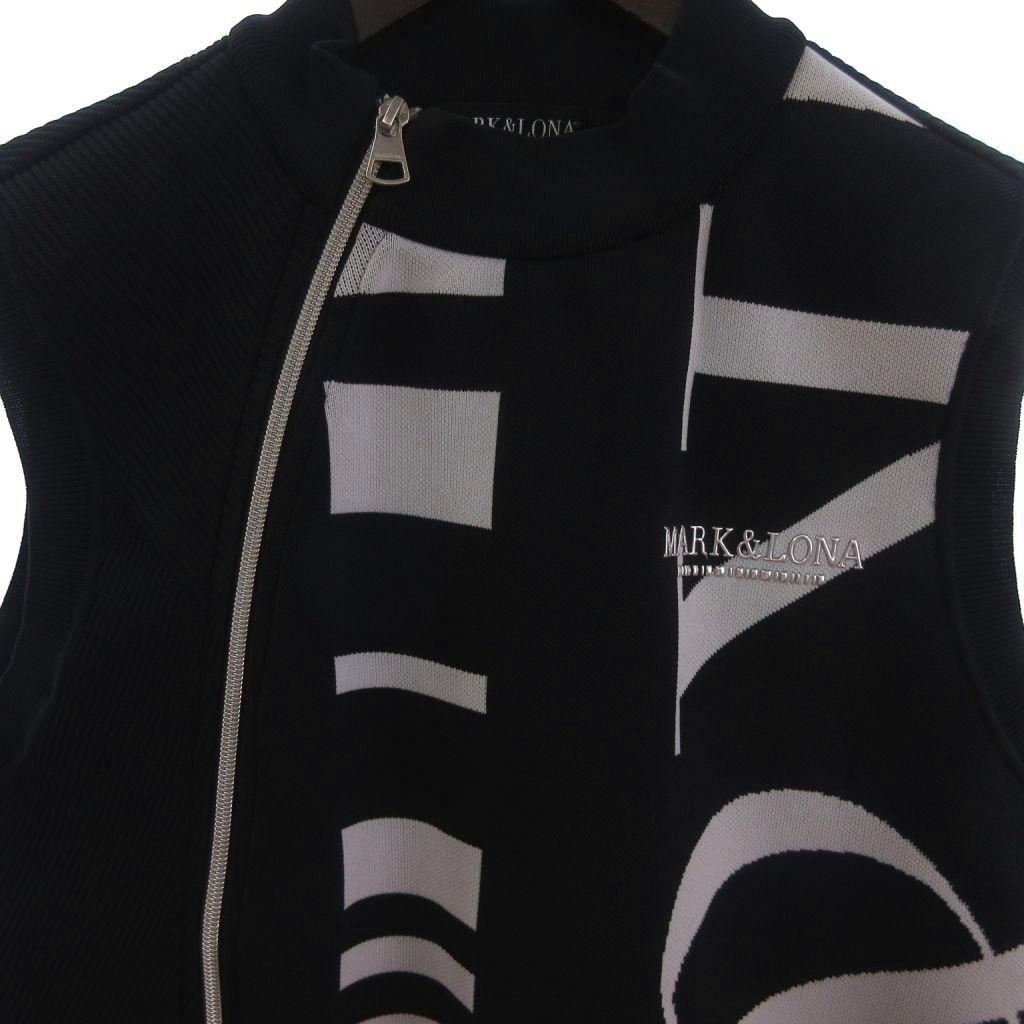 MARK&LONA ニットベスト M マーク＆ロナ MARK&LONA CODE ジャカード ニット ベスト ロゴ 黒