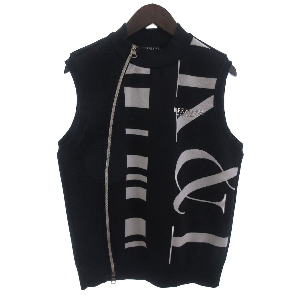 マーク＆ロナ MARK&LONA CODE ジャカード ニット ベスト ロゴ 黒
