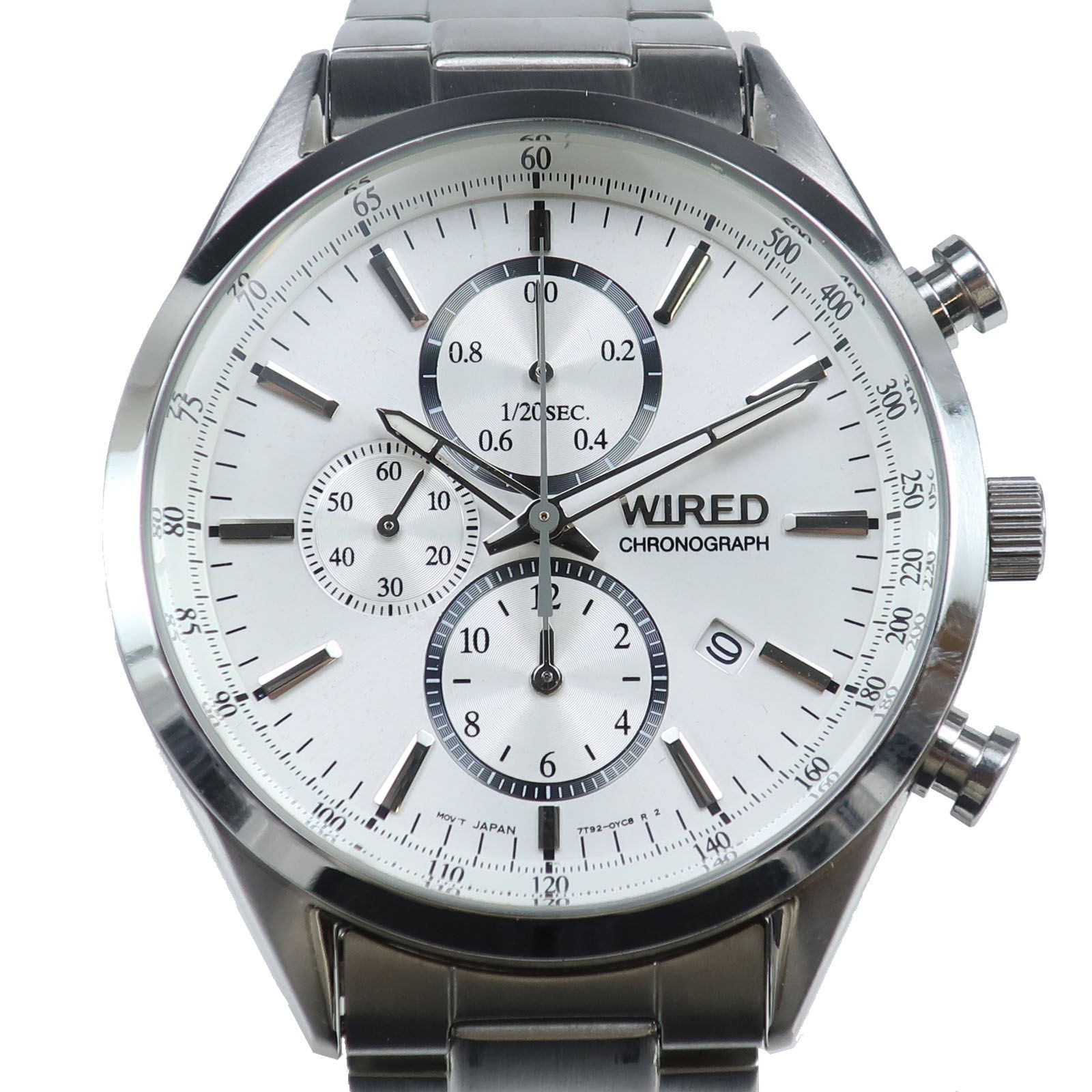SEIKO セイコー ワイアード ニュー 7 T 92-0 SM 0 AGAV 108 ステンレススチール シルバー クオーツ クロノグラフ メンズ 白文字盤 腕時計