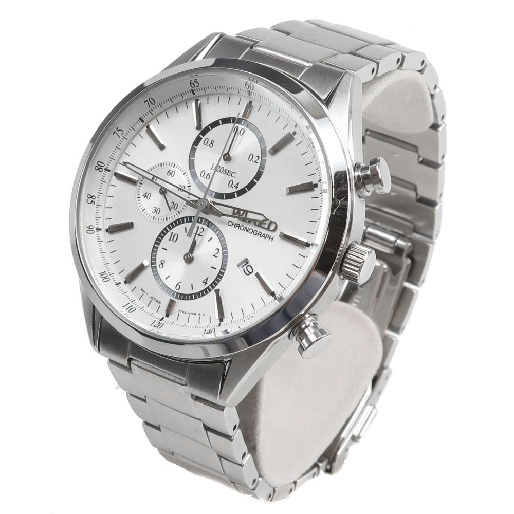 SEIKO セイコー ワイアード ニュー 7 T 92 0 SM AGAV 108 ステンレススチール シルバー クオーツ クロノグラフ メンズ 白文字盤 腕時計