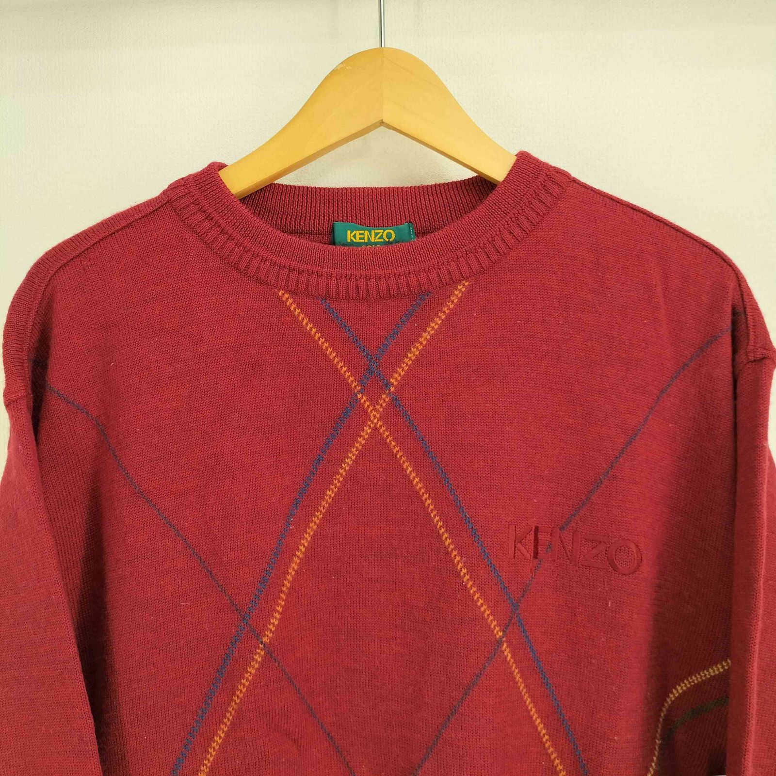 ケンゾーゴルフ KENZO GOLF 80-90s ウール100 ロゴ刺繍 ステッチ