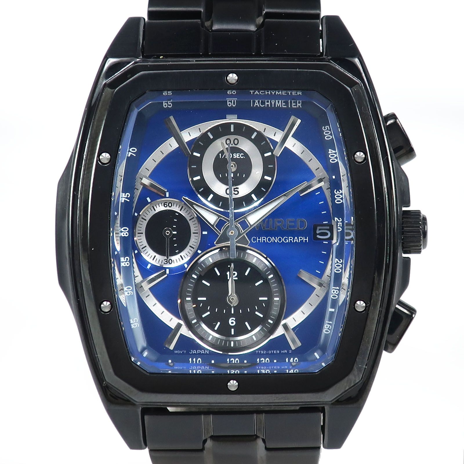 SEIKO セイコー ワイアード THE BLUE ザ ブルー 7 T 92 0 NA 1 AGAV 072 ステンレススチール 黒 クオーツ クロノグラフ メンズ 青文字盤 腕時計