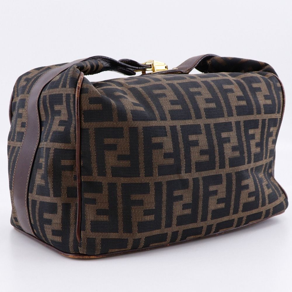 良品✨ FENDI フェンディ ズッカ ハンドバッグ バニティ キャンバス 茶 FENDI】フェンディ バニティ ズッカ ナイロンキャンバス 茶 レディース