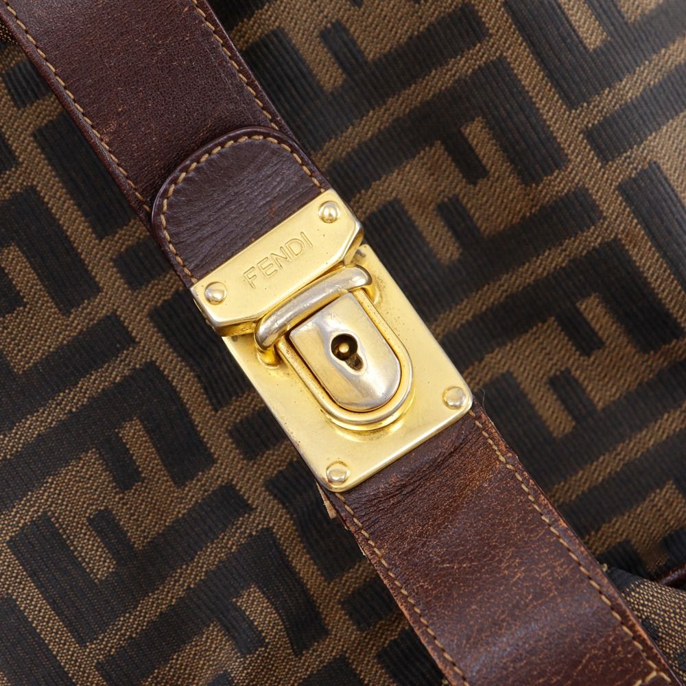 良品✨ FENDI フェンディ ズッカ ハンドバッグ バニティ キャンバス 茶 FENDI】フェンディ バニティ ズッカ ナイロンキャンバス 茶 レディース