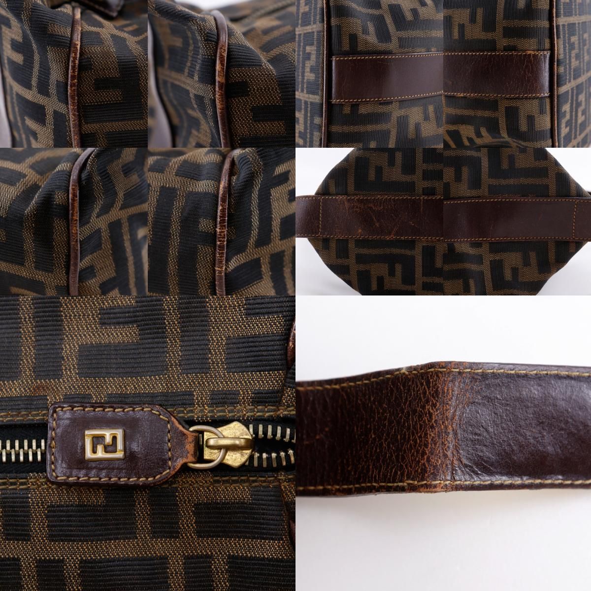 FENDI】フェンディ バニティ ズッカ ナイロンキャンバス 茶 レディース