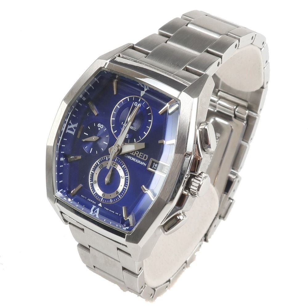 SEIKO セイコー ワイアード ニュー 7 T 92-0 NZ 0 AGAV 074 ステンレススチール シルバー クオーツ クロノグラフ メンズ 青文字盤 腕時計