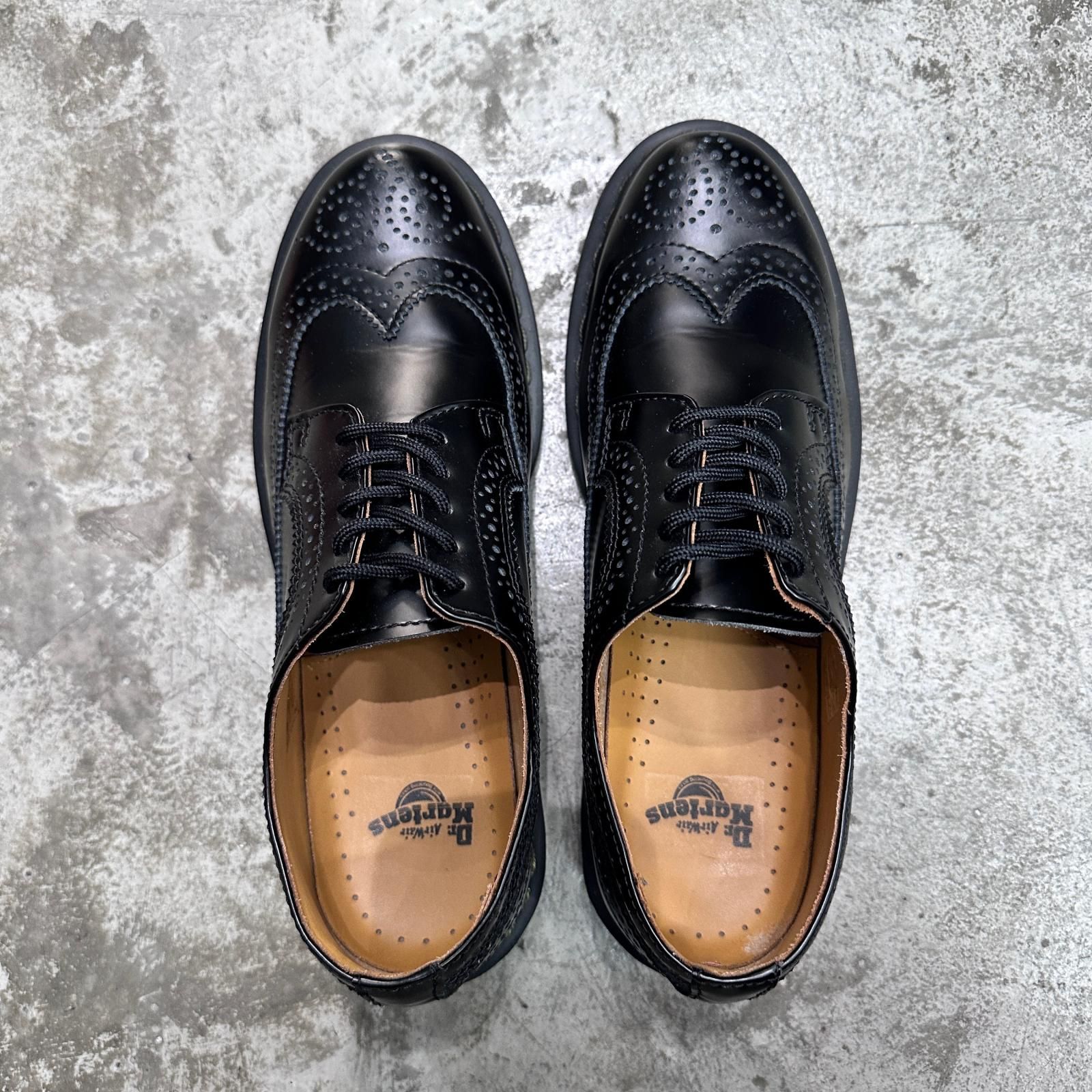 参考上代28600円 Dr Martens イエローステッチ ブローグ シューズ 革靴 ローファー ドクターマーチン 3989 ブラック 10 27 cm 2545 M