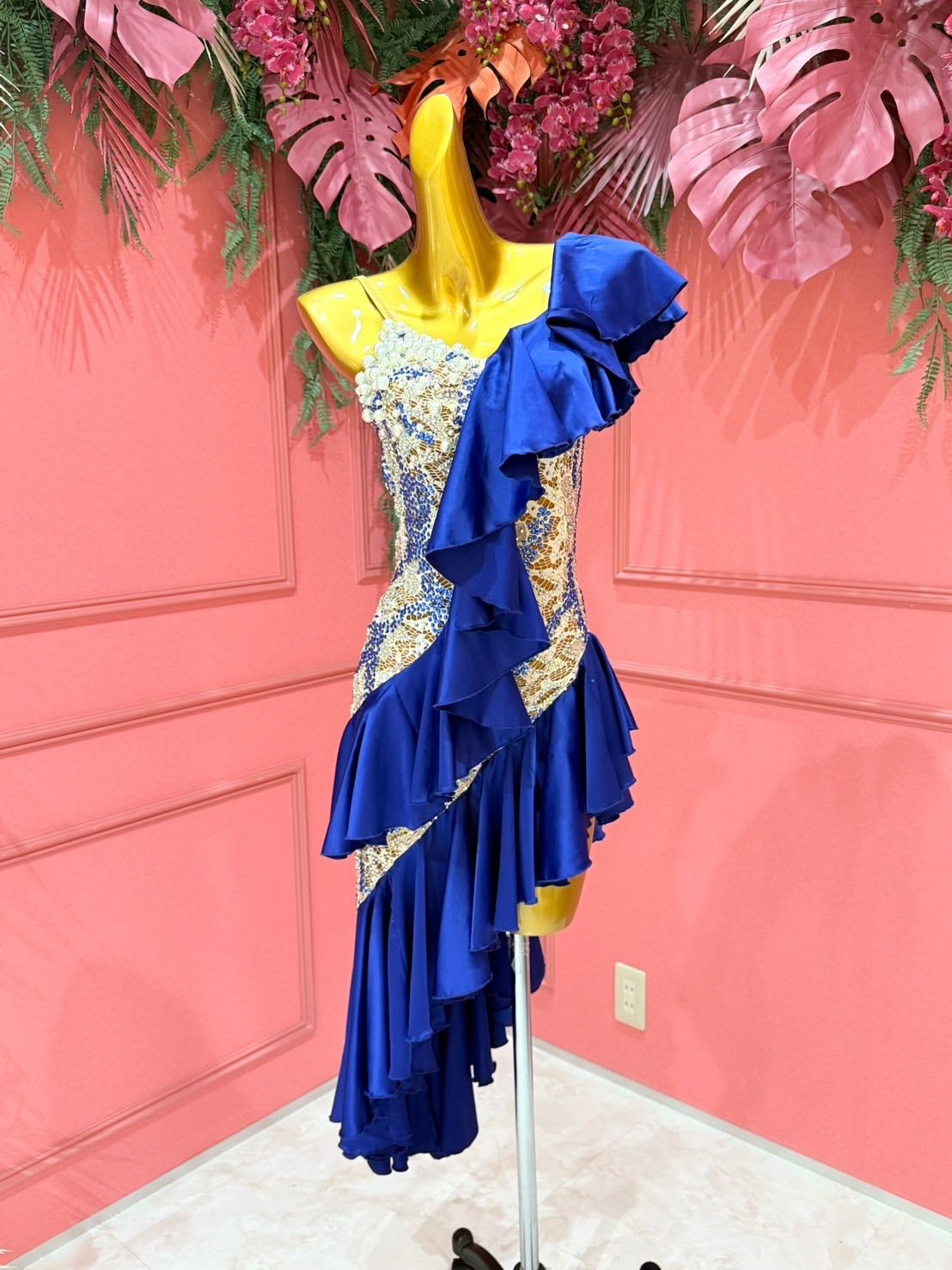 社交ダンス gentil ジャンティ ブルー ラテンドレス サイズM