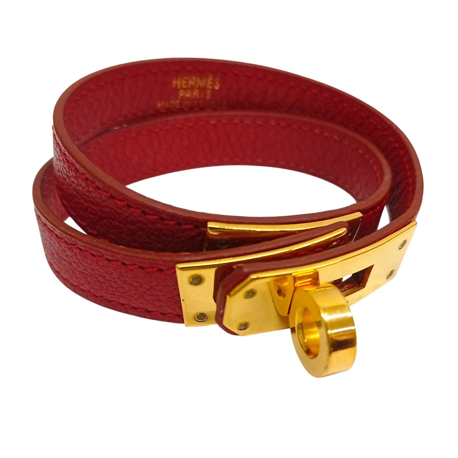 エルメス(HERMES) レザー ブレスレット ケリー ドゥブルトゥール