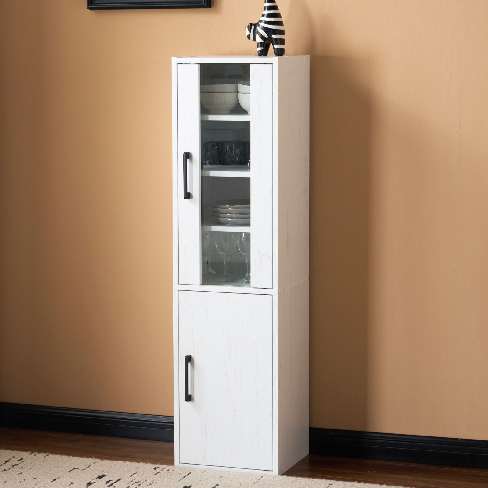 ミニ食器棚 木製 ガラス扉 おしゃれ キッチン収納棚 卓上食器棚 調味料