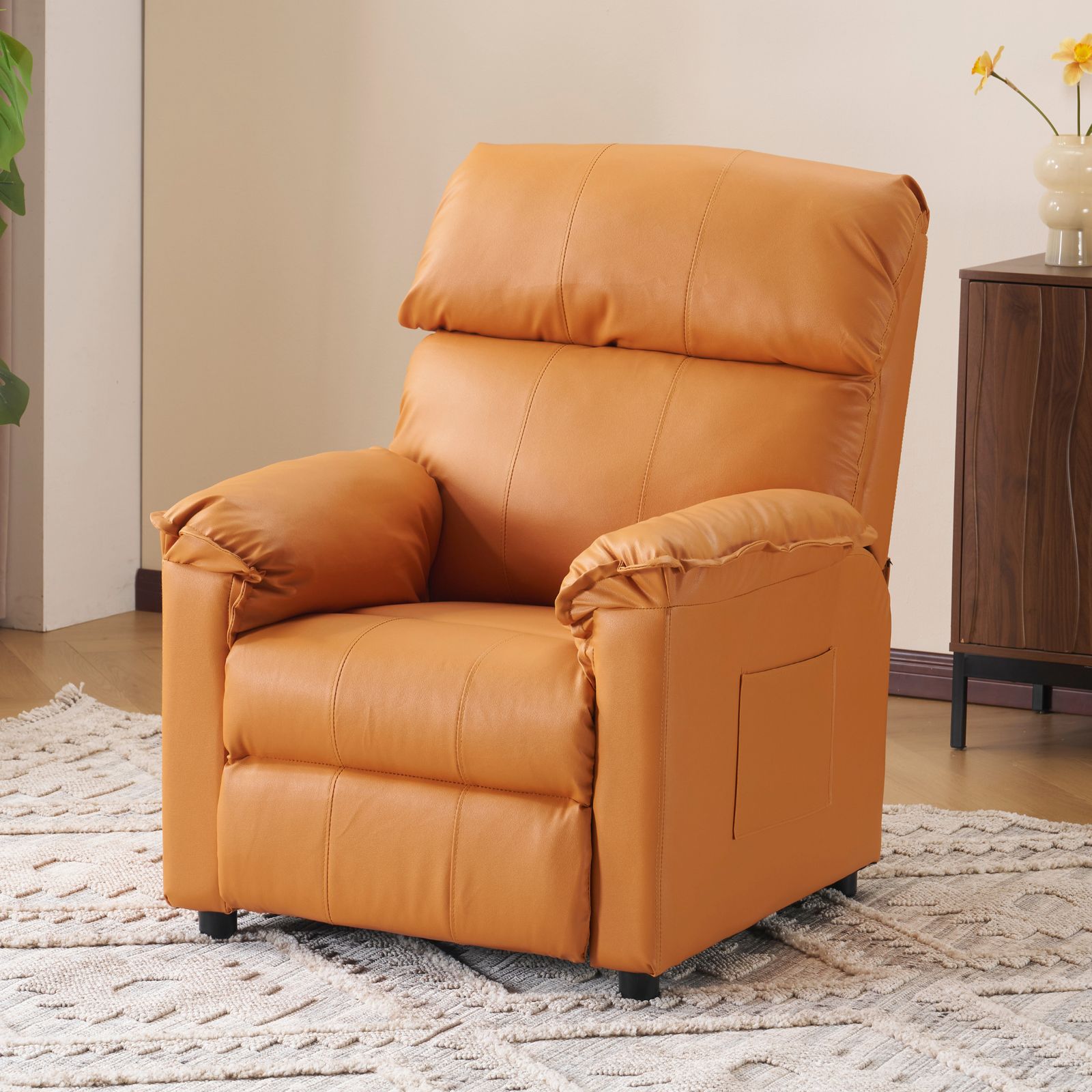 リクライニングソファー ソファー 1人掛け ゲーミングチェア PU キャメル リクライニングソファー ソファー 1人掛け ゲーミングチェア PU 165度