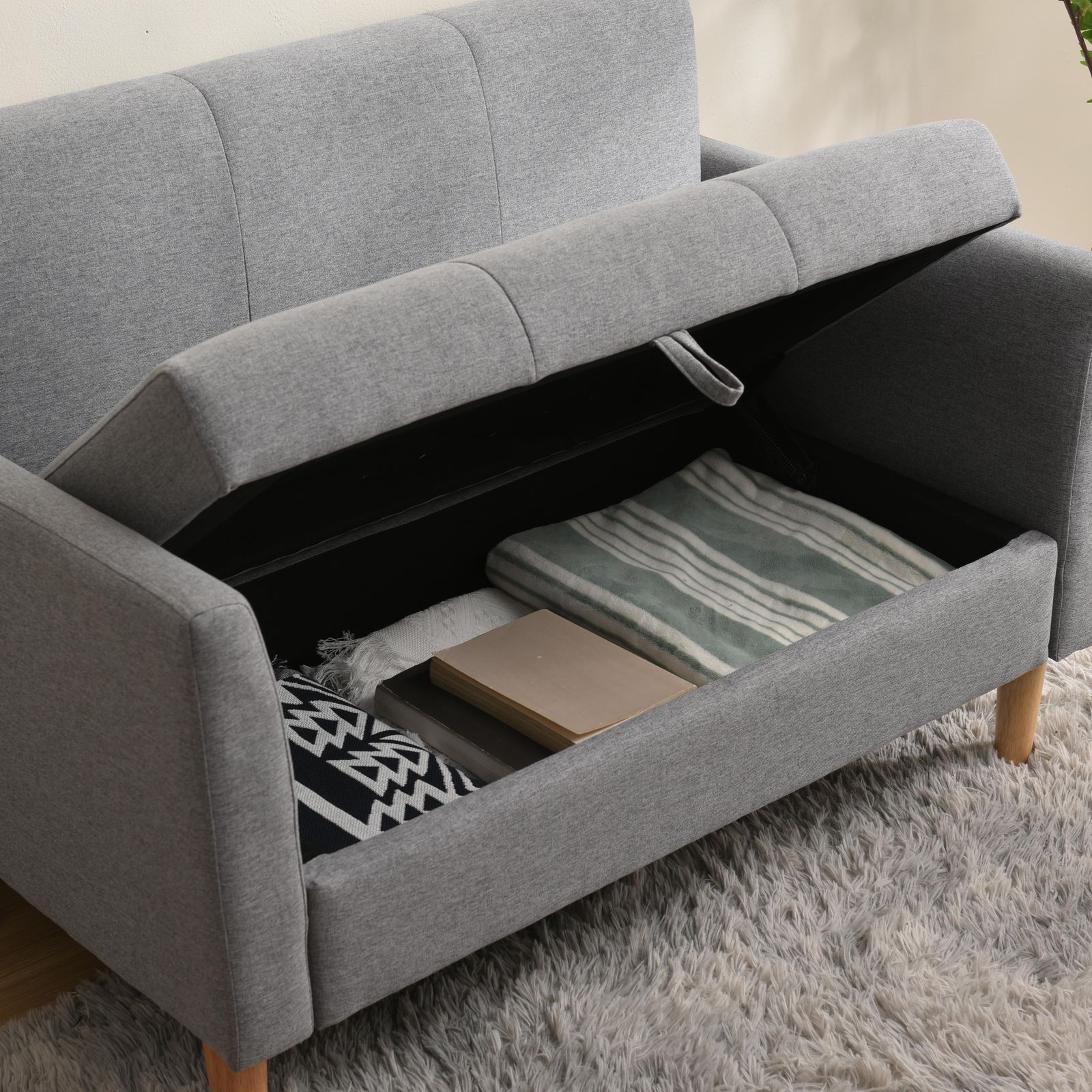 2人掛けソファ 収納付き