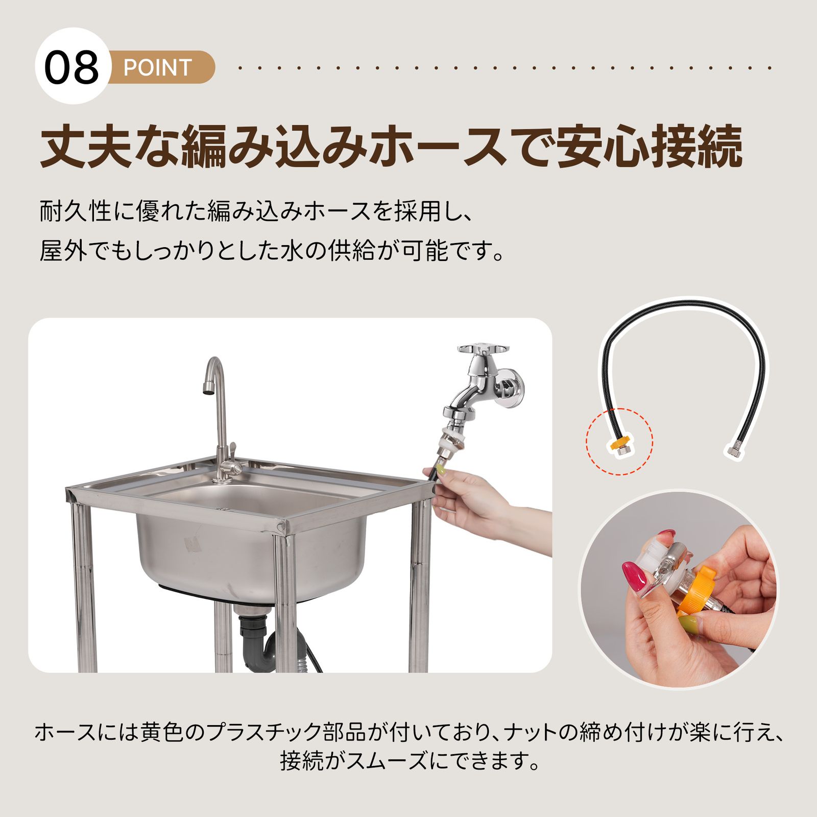 数量限定セール」幅54cm 屋外流し台 ステンレス製 ガーデンシンク 作業