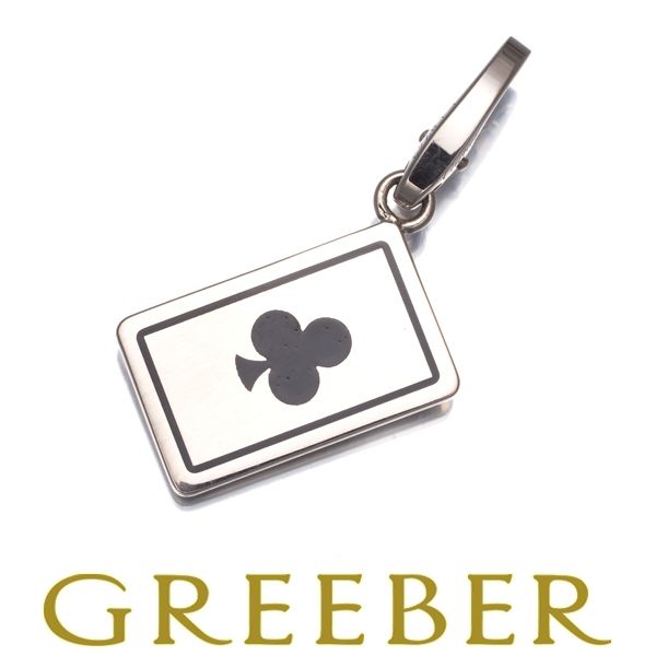 カルティエ ペンダントトップ トランプ カード チャーム クローバー K 18 WG エナメル 181922