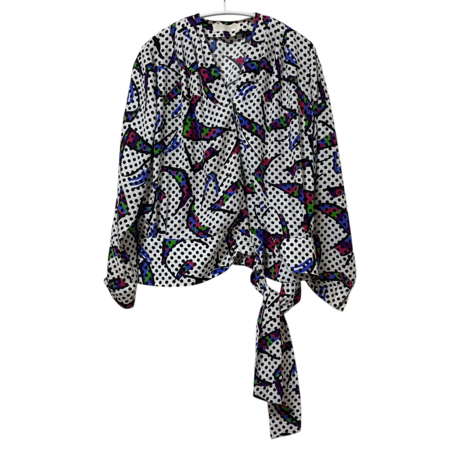 RE339 NINA RICCI ニナリッチ ブラウス シャツ ドット柄 ヴィンテージ 