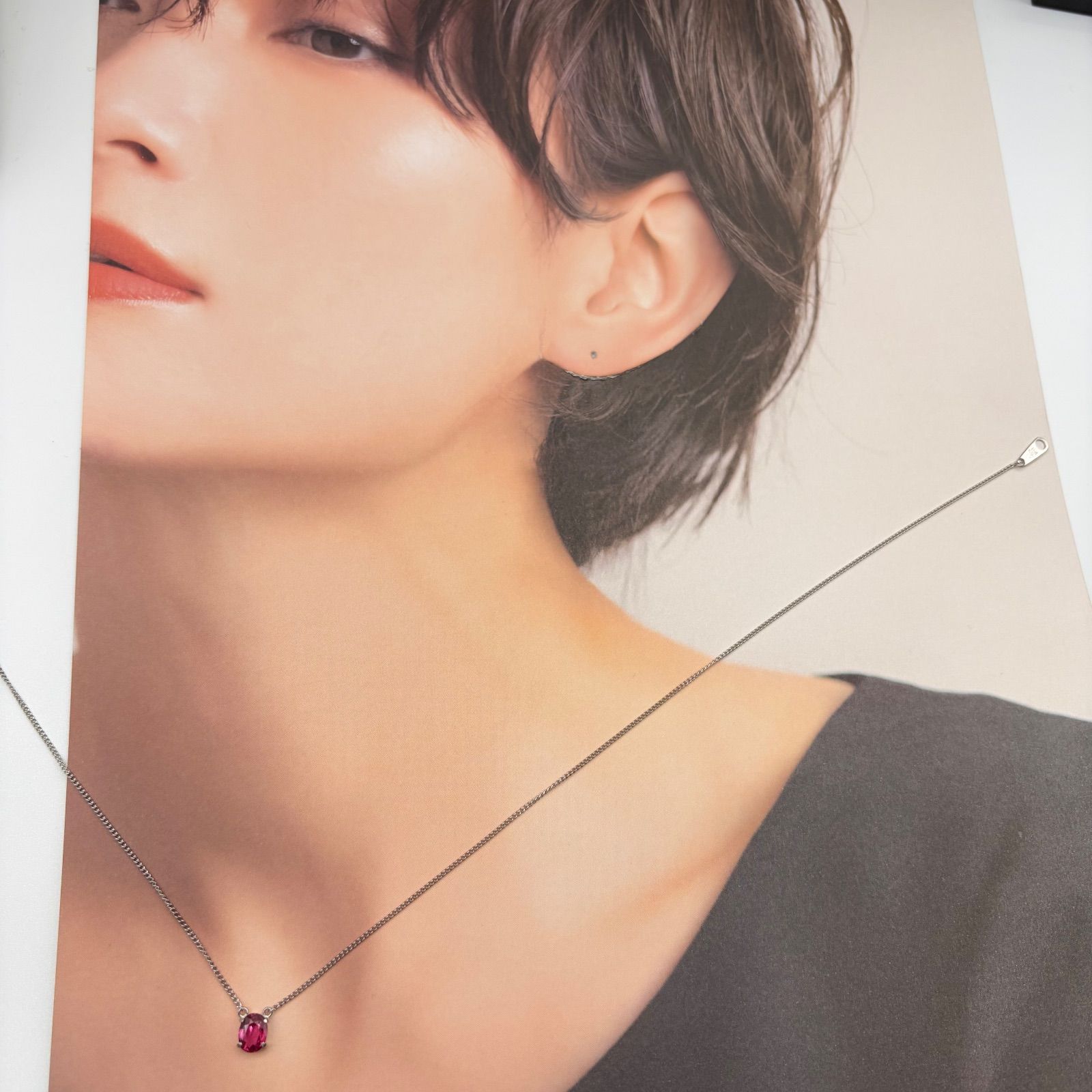 買取店】日本製✴︎ Pt900 Pt850 天然ルビー41cm ネックレス プラチナ 