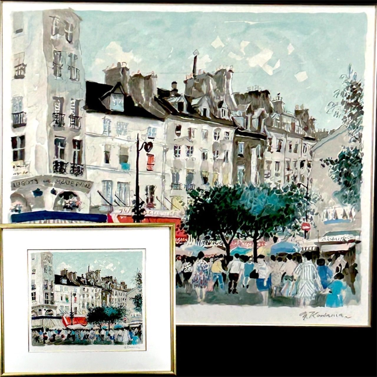 幽玄】真作保証 児玉幸雄「ムスタールの広場」リトグラフ 142/150 直筆